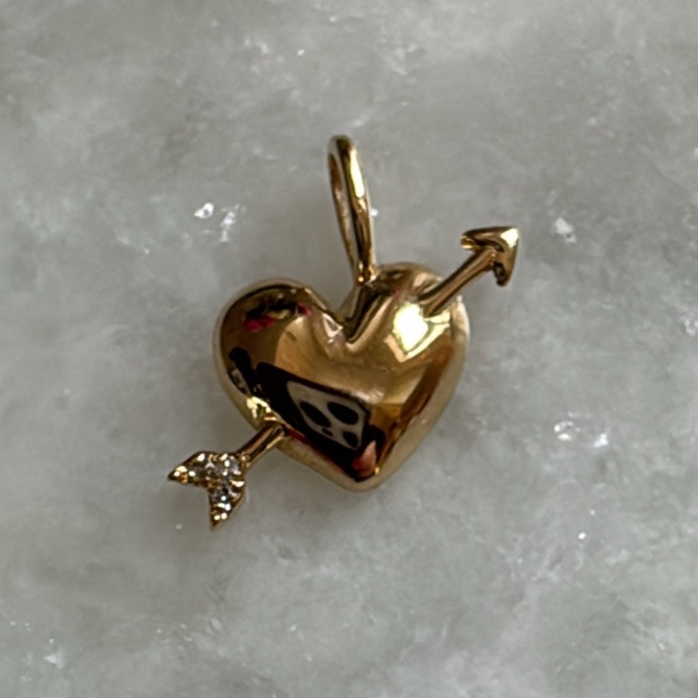 Mini 14K Gold Diamond Heart & Arrow Charm